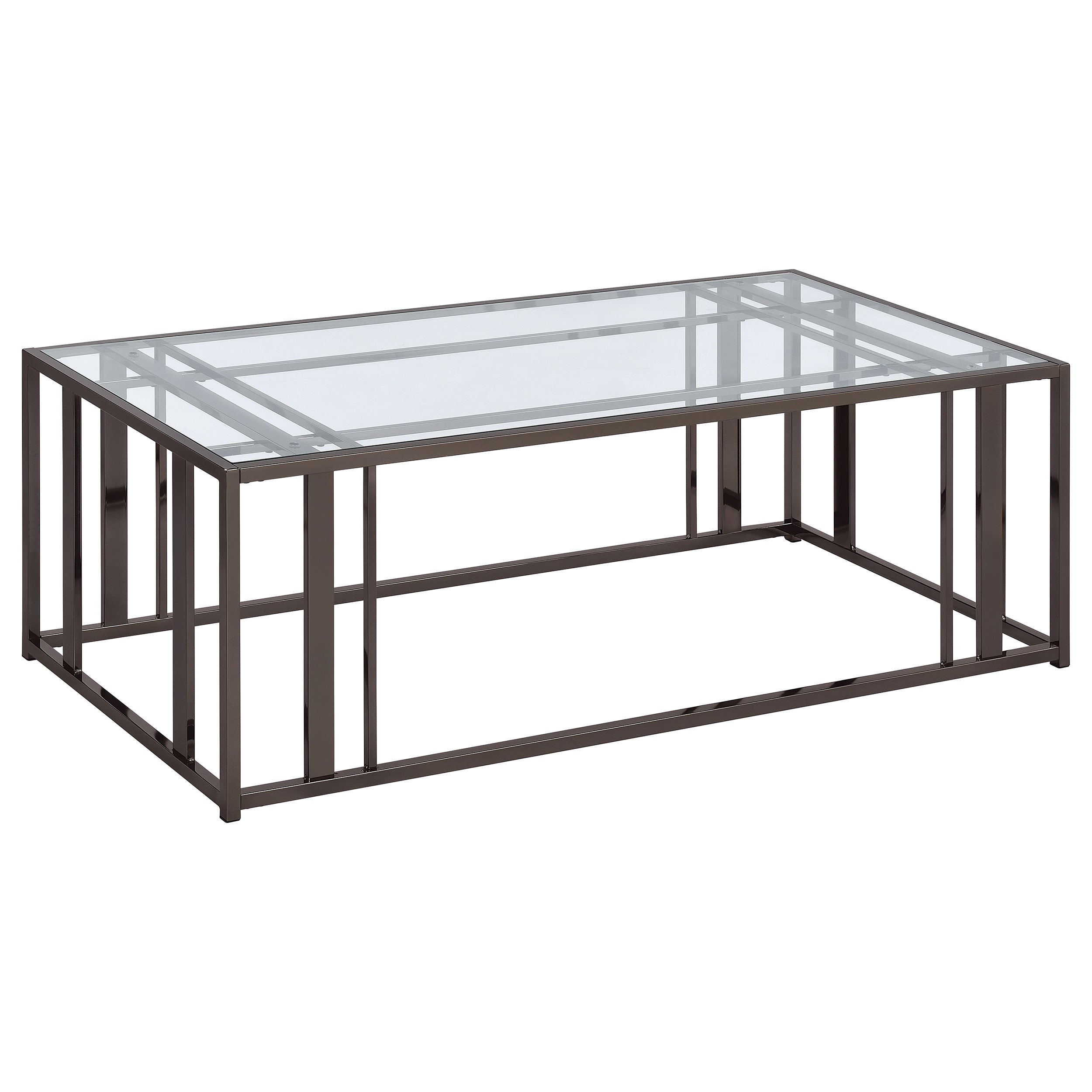 Adri Rectangular Glass Top Coffee Table Clear And Black Nickel-708358