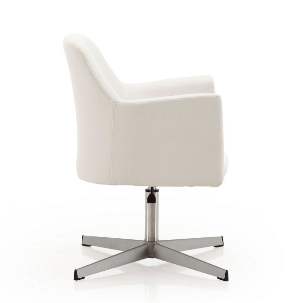 Pelo Adjustable Height Swivel Accent Chair in White and Polished Chrome