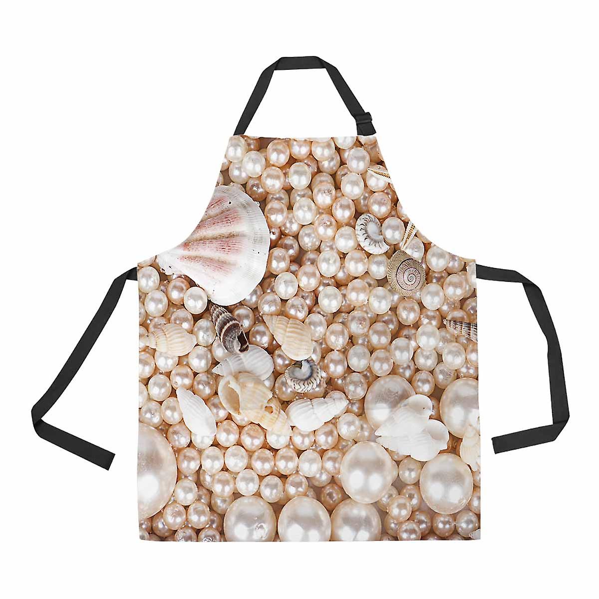 Pearls Sea Shells Unisex Adjustable Bib Apron With Pockets For Commercial Restaurant And Home Kitchen Use