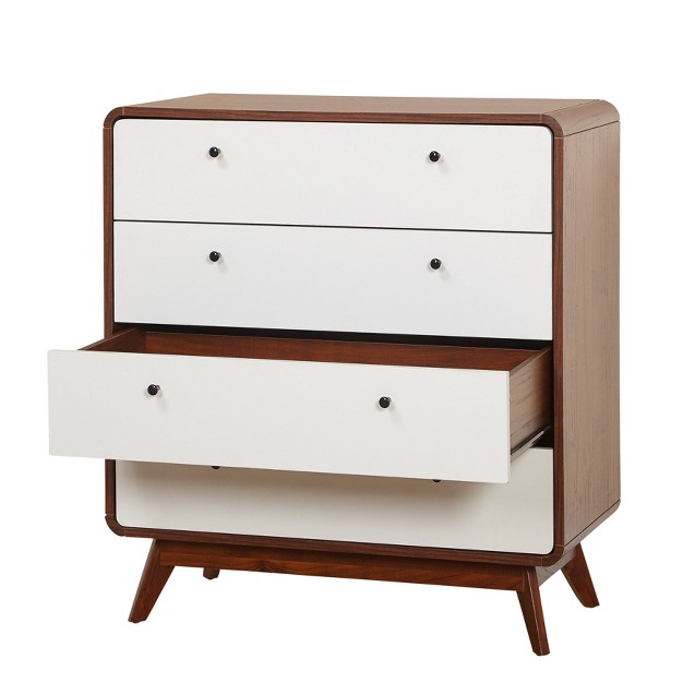 Cassie Mid century Modern 4 Drawer Chest Walnut white Buylateral