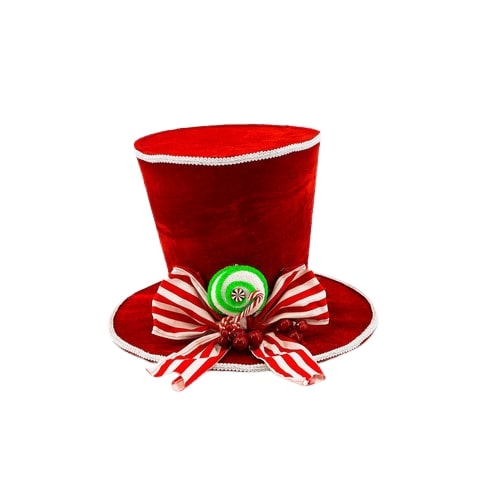 10 Red Top Hat With Peppermint Bow