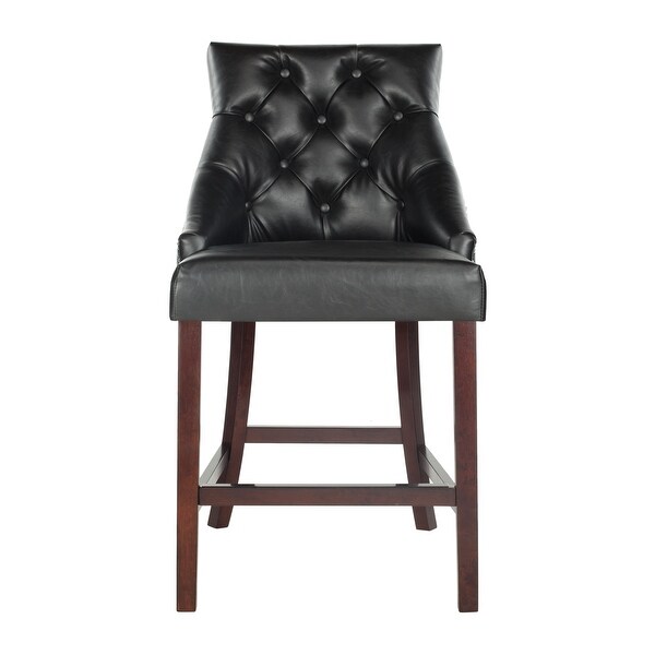 SAFAVIEH 26- Inch Eleni Black/ Espresso Tufted Counter Stool (Set of 2) - 22.5