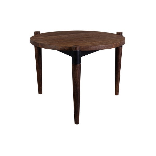 Santiago Contemporary Solid Acacia Wood End Table， Brown