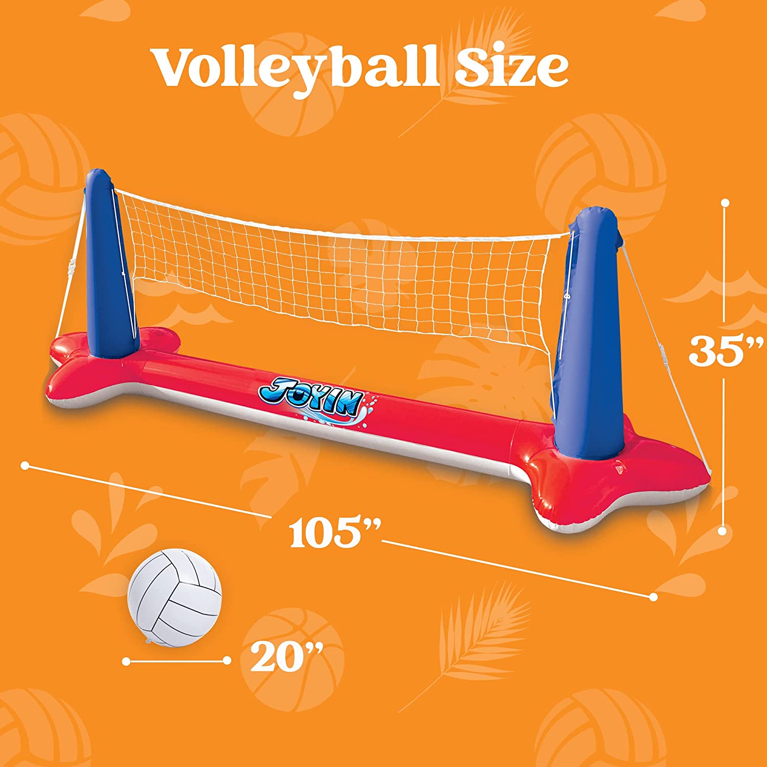 Clearance - Inflatable Volleyball Net & Basketball Hoops Red & Blue Pool Float Set