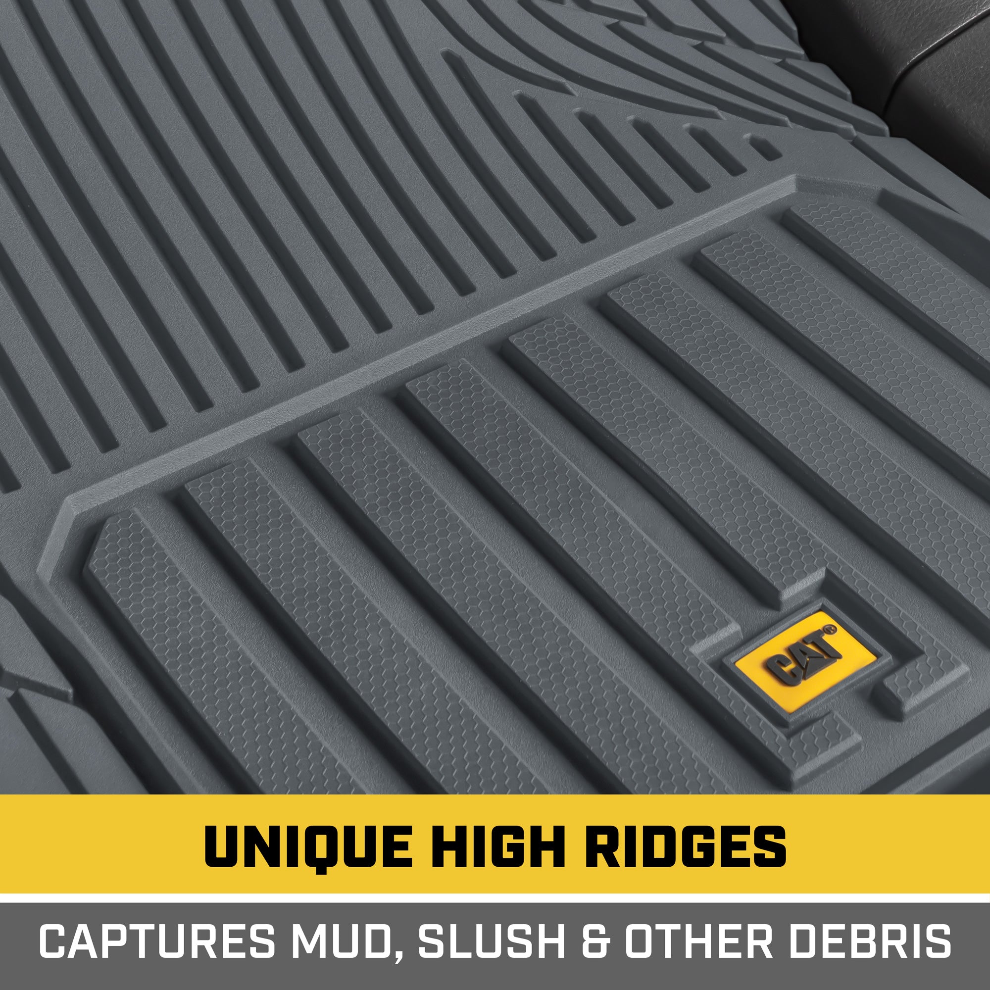 Caterpillar CAMT-8303 Advanced Performance ToughLiner Rubber Car Floor Mats for Auto Truck SUV and Van， Heavy Duty Full Custom Trim to Fit Liners