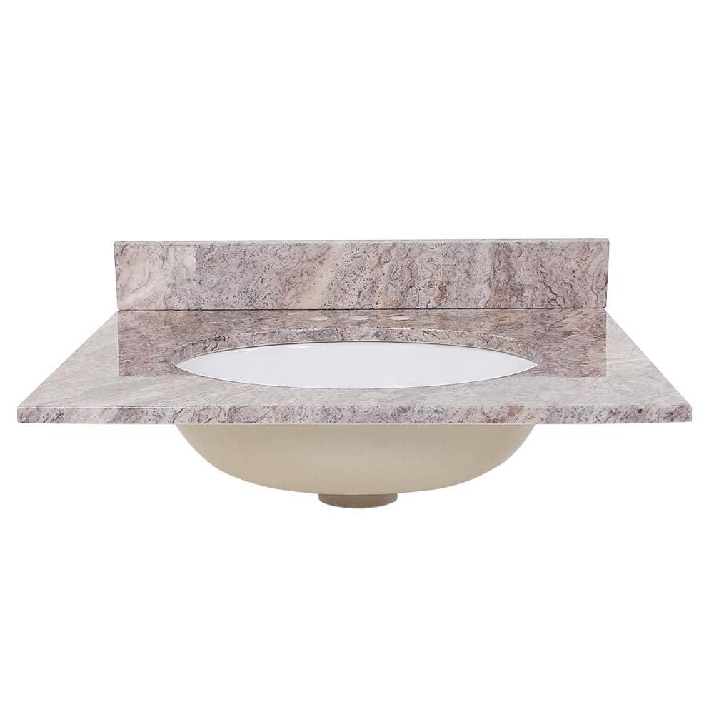 Home Decorators Collection 25 in x 22 in D Stone Effects Cultured Marble Vanity Top in Cold Fusion with Undermount White Sink