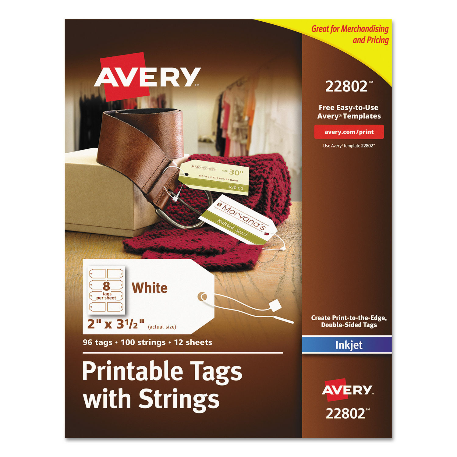 Printable Rectangular Tags with Strings by Averyandreg; AVE22802