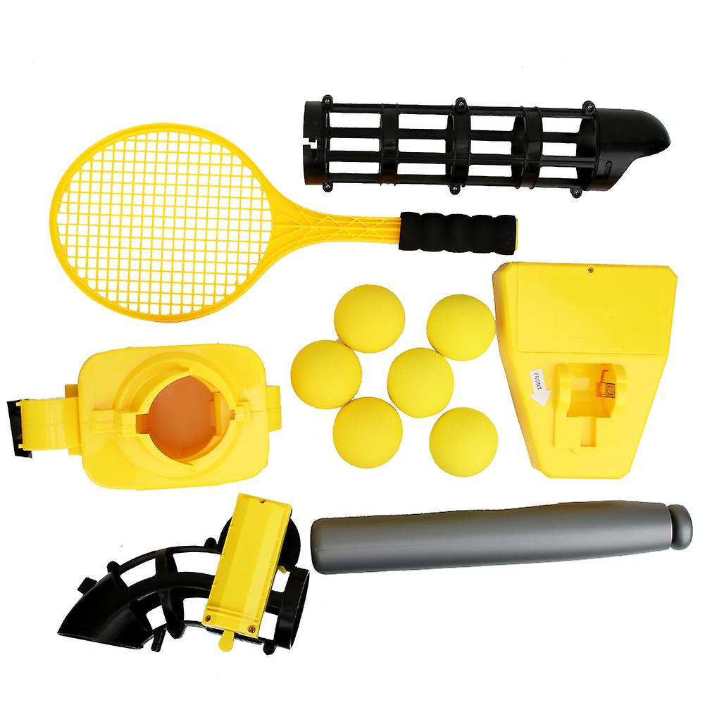 Outdoor Fitness Kids Sports Baseball Tennis Automatic Gaming Pitching Machine Set Funny Toyyellow