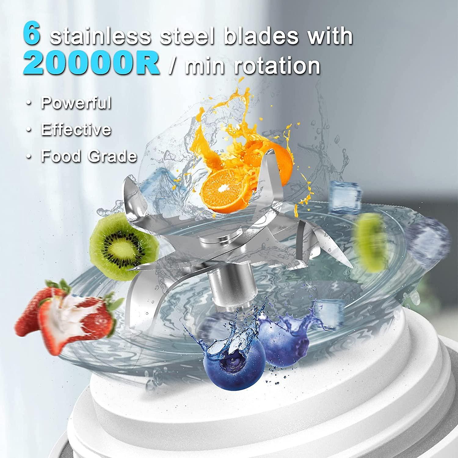 600ml Portable Handheld Juicer 150w Rechargeable Waterproof Blender More Even And Delicate Equipped With 6 Blades