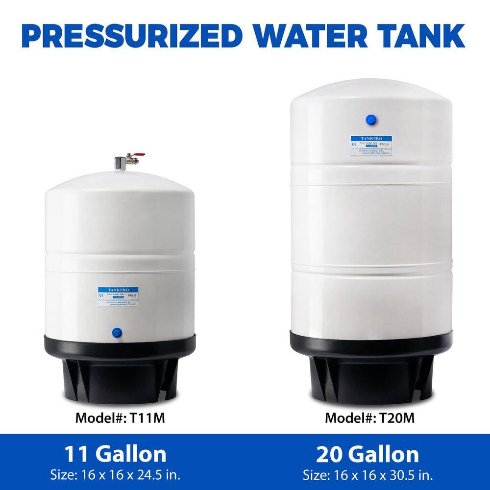 ISPRING 11 Gal. Metal Reverse Osmosis Water Storage Tank - Tank Valve and Adapter Included T11M