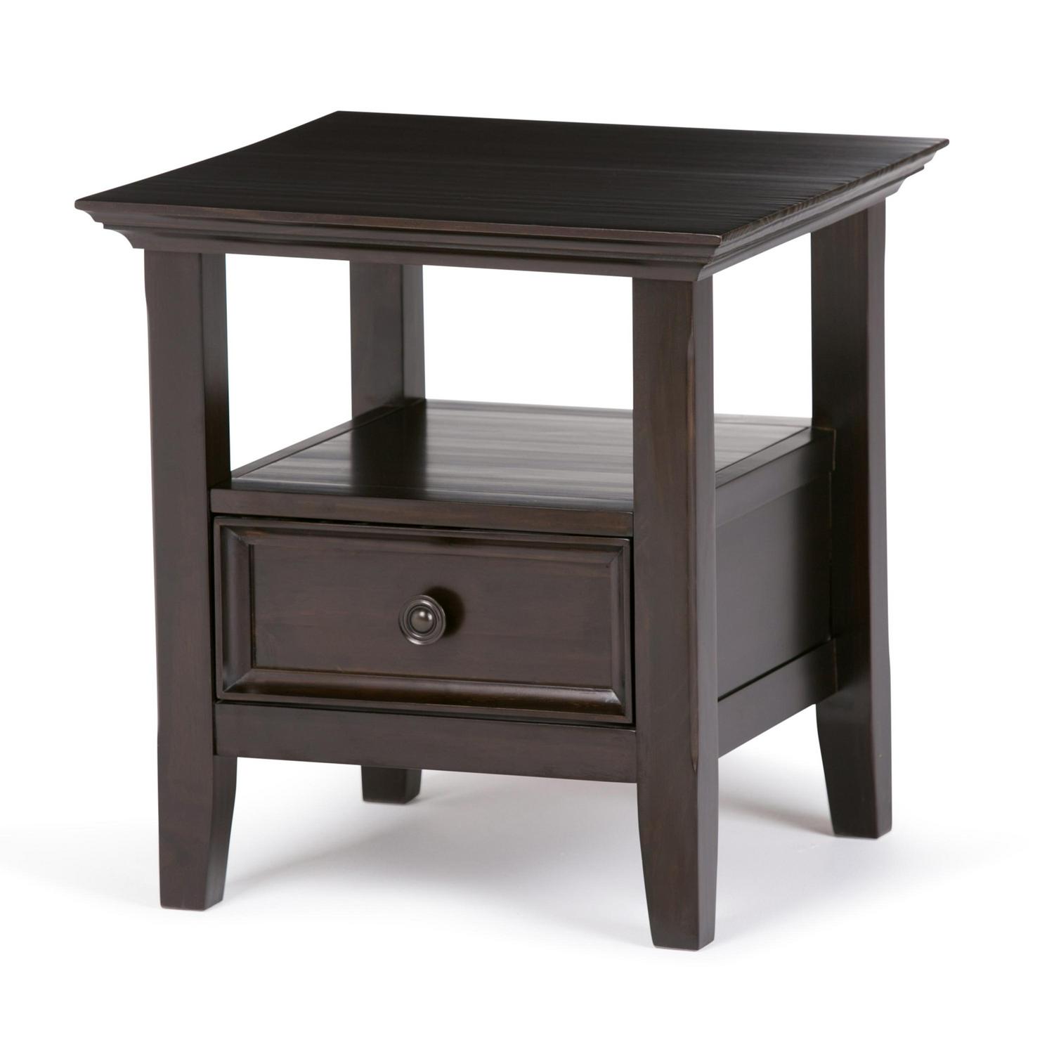 Brooklyn + Max Washington Solid Wood 19 inch Wide Square Traditional End Table in Dark Brown