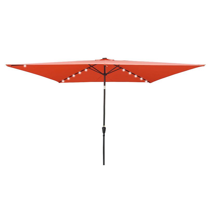 F.C Design Rectangular Solar LED Lighted Outdoor Umbrella - 10 x 6.5t Size - Crank and Tilt - Ideal for Garden， Backyard， Pool