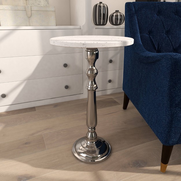 Traditional Terrazzo Accent Table White Olivia amp May