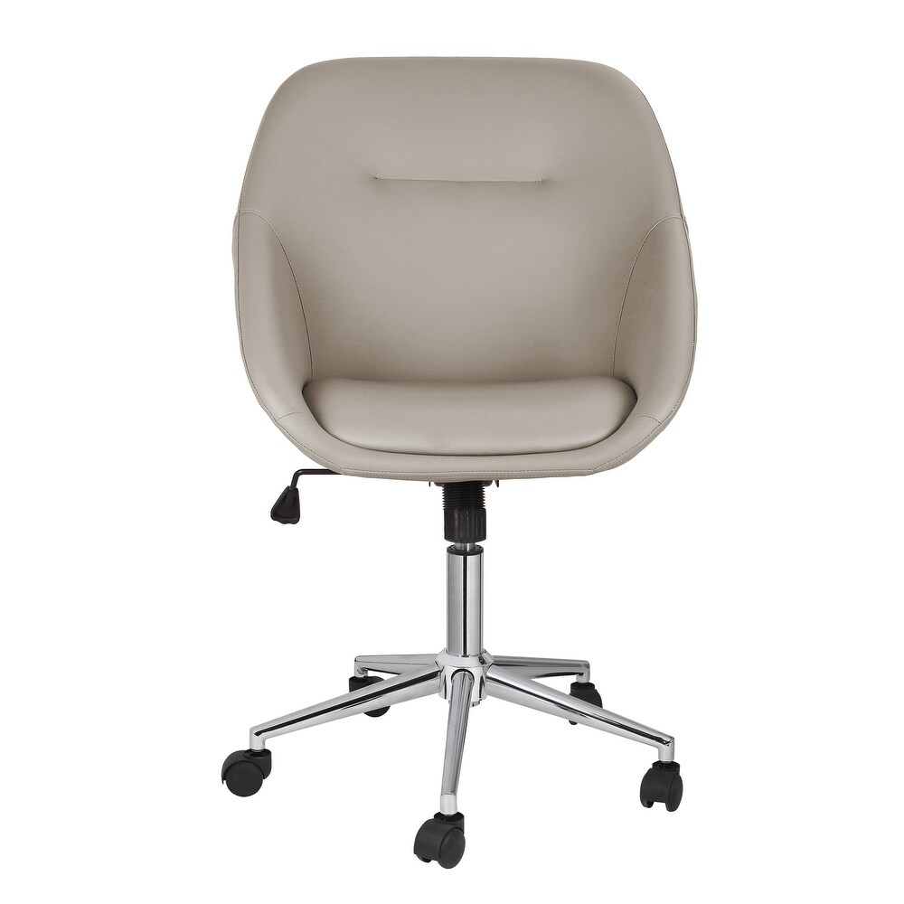 Porthos Home Hayes Swivel Office Chair  Chrome Base  PU Leather