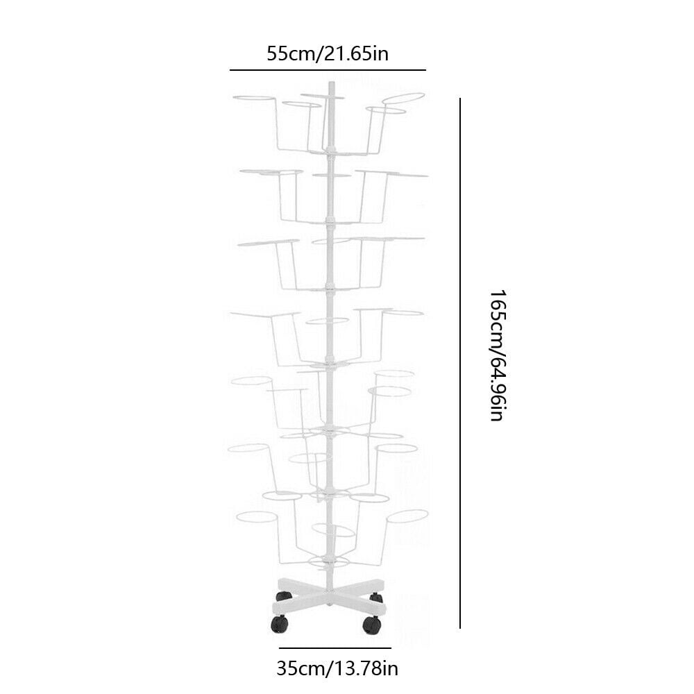 CNCEST Rotating Hat Display Rack Free Standing Metal Floor Caps Headwear Rack 7 Tier US(White)