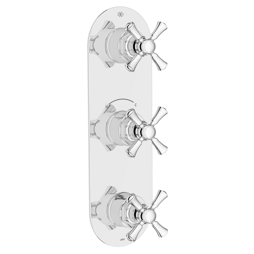 DXV Oak Hill 3 Handle Slim Valve with Cross Handles