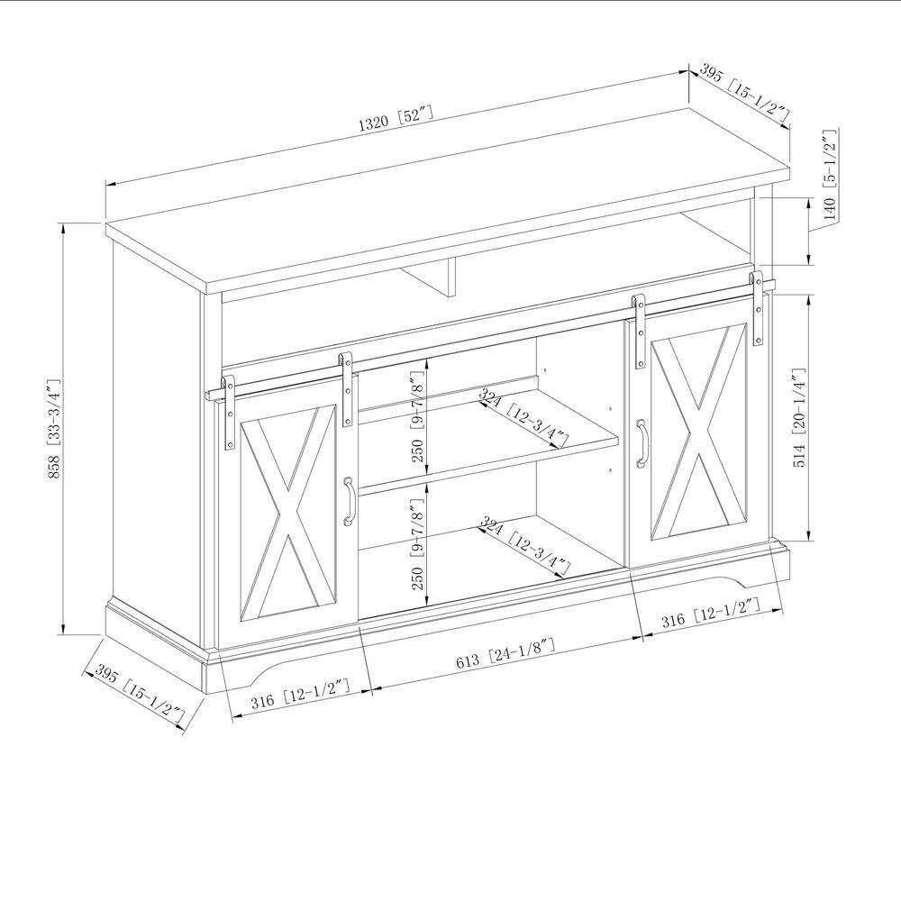 Walker Edison Furniture Company 52 in. White Reclaimed Barnwood TV Stand with storage Doors (Max tv size 58 in.) HD8400