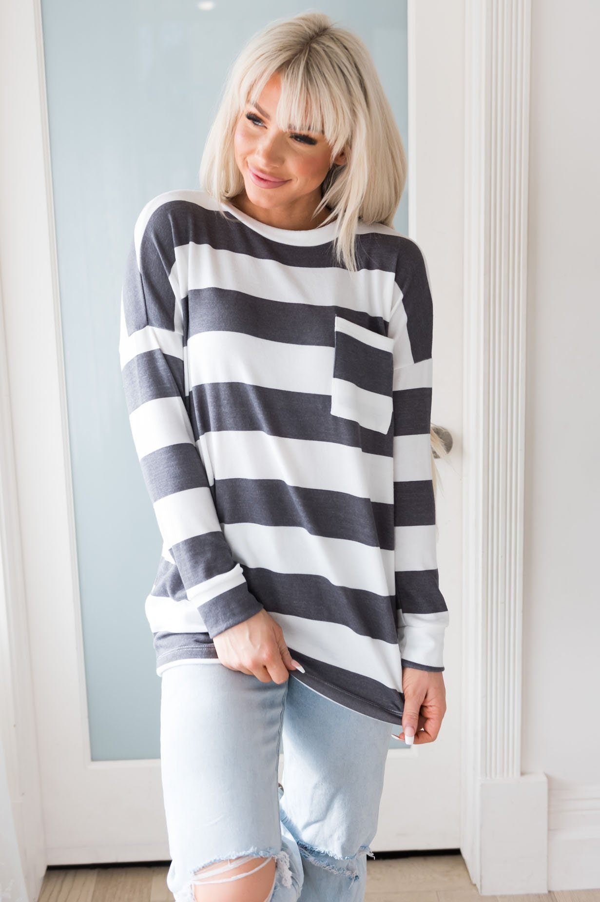 Softest Stripes Modest Blouse