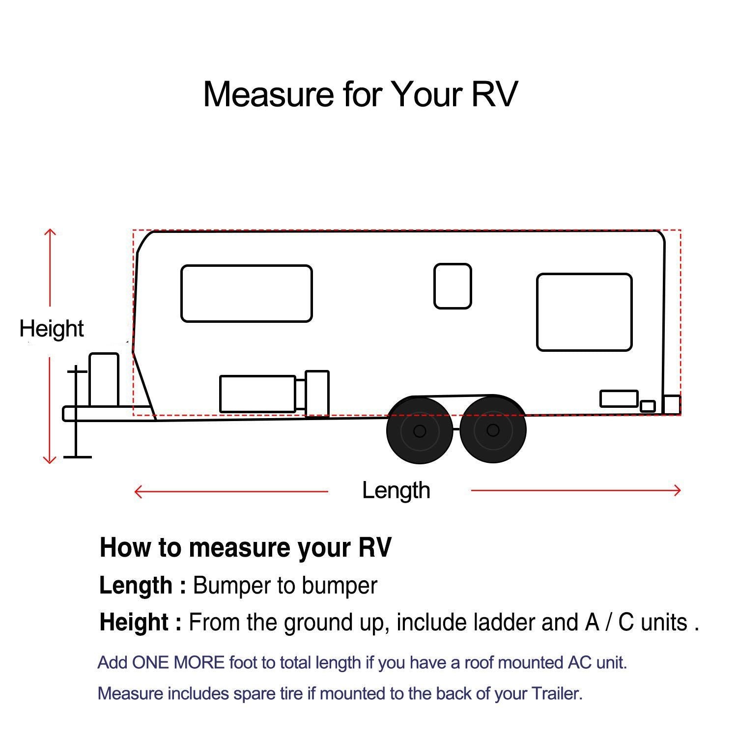 Seamander Travel Trailer RV Cover， fit sizes from 14' to 35'， 3 layers Top panel， extra straps for windproof