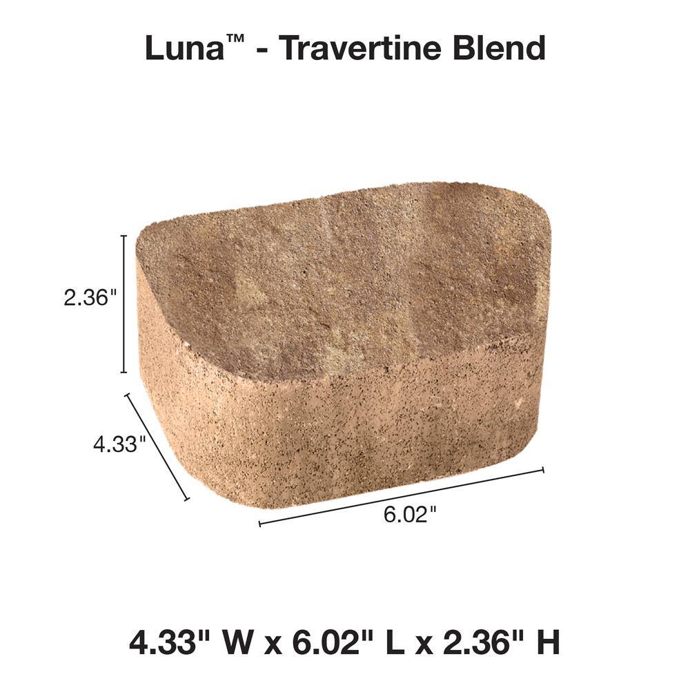 Pavestone Luna 6.02 in. L x 4.33 in. W x 2.36 in. H Travertine Blend Concrete Paver (640-Pieces116 sq. ft.Pallet 11013078.TRAV