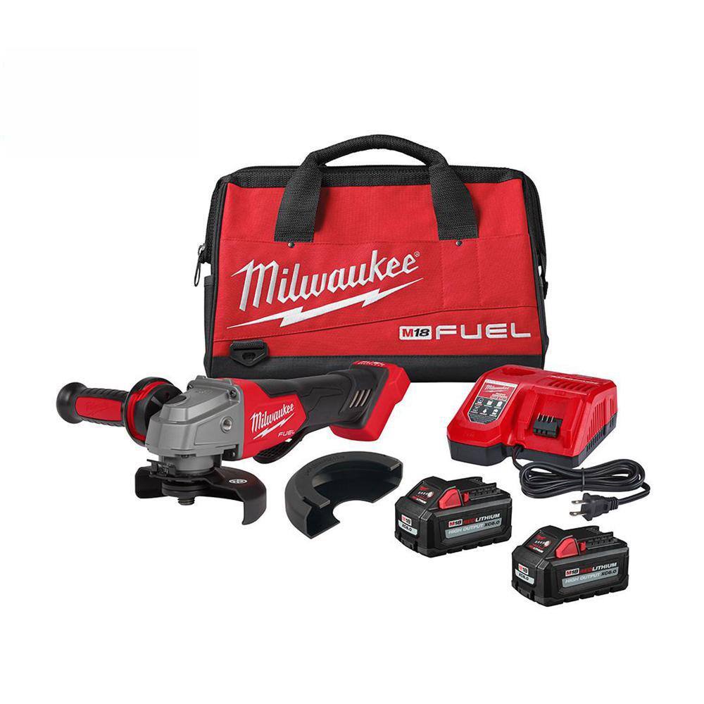 MW M18 FUEL 18V Lithium-Ion Brushless Cordless 4-12 in.5 in. Grinder Paddle Switch Kit with Two 6.0 Ah Batteries 2880-22