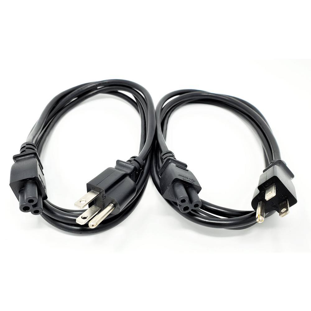 Micro Connectors Inc 6 ft. NEMA 5-15P to C5 18AWG 3-Prong Notebook TV Power Cord UL Approved in Black (2 per Box) M05-126-2P