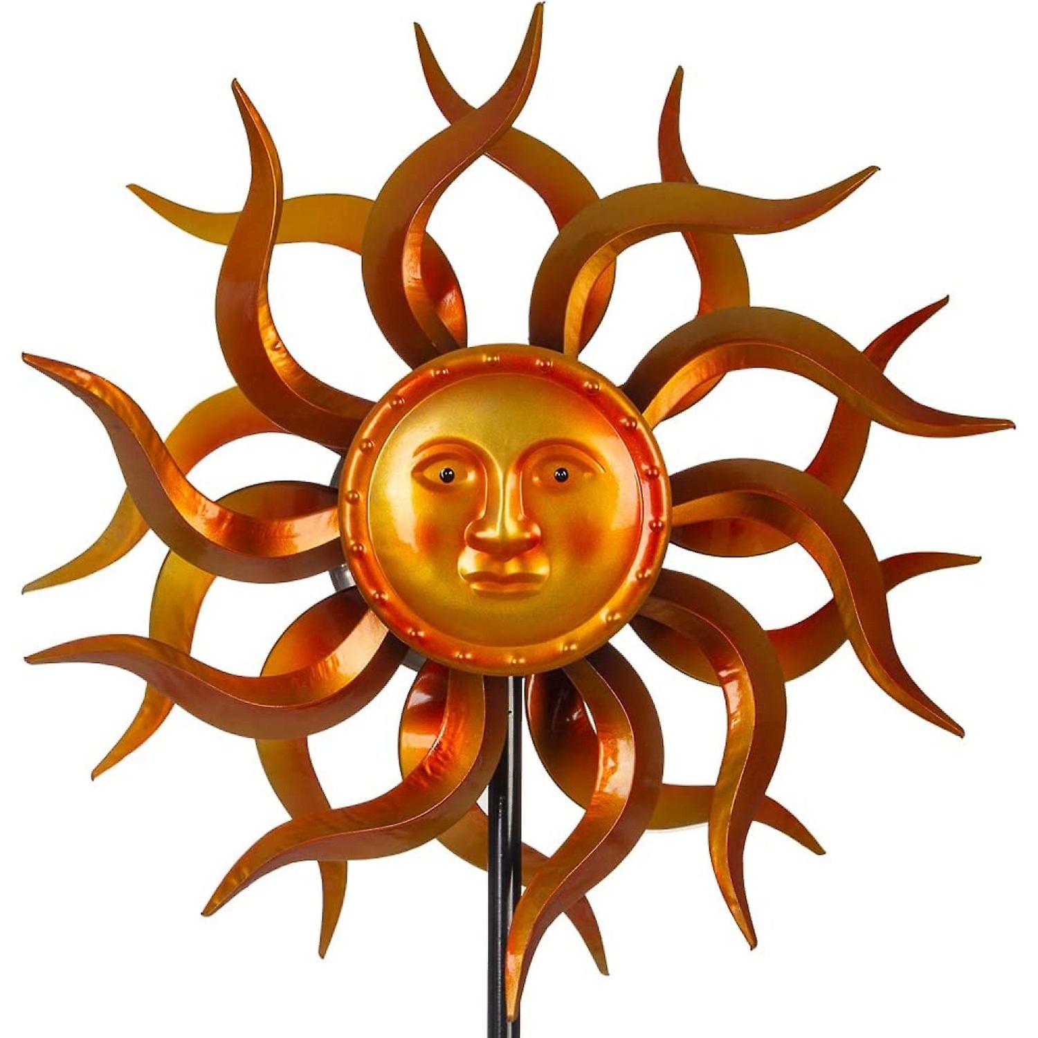 Dreamysoul Wind Spinner Outdoor Metal - 64 Inches Sun Wind Sculpture Yard Art Double Wind Catchers Spinners For Garden， Patio， Yard and Lawn Decor