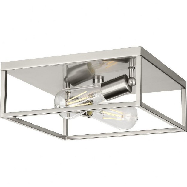 Progress Lighting Perimeter Collection 2 light Flush Mount Ceiling Light Brushed Nickel Open frame Design