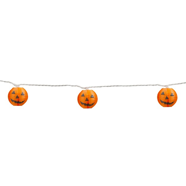 Northlight 10 count Orange Jack o lantern Paper Lantern Halloween Lights 8 5ft White Wire