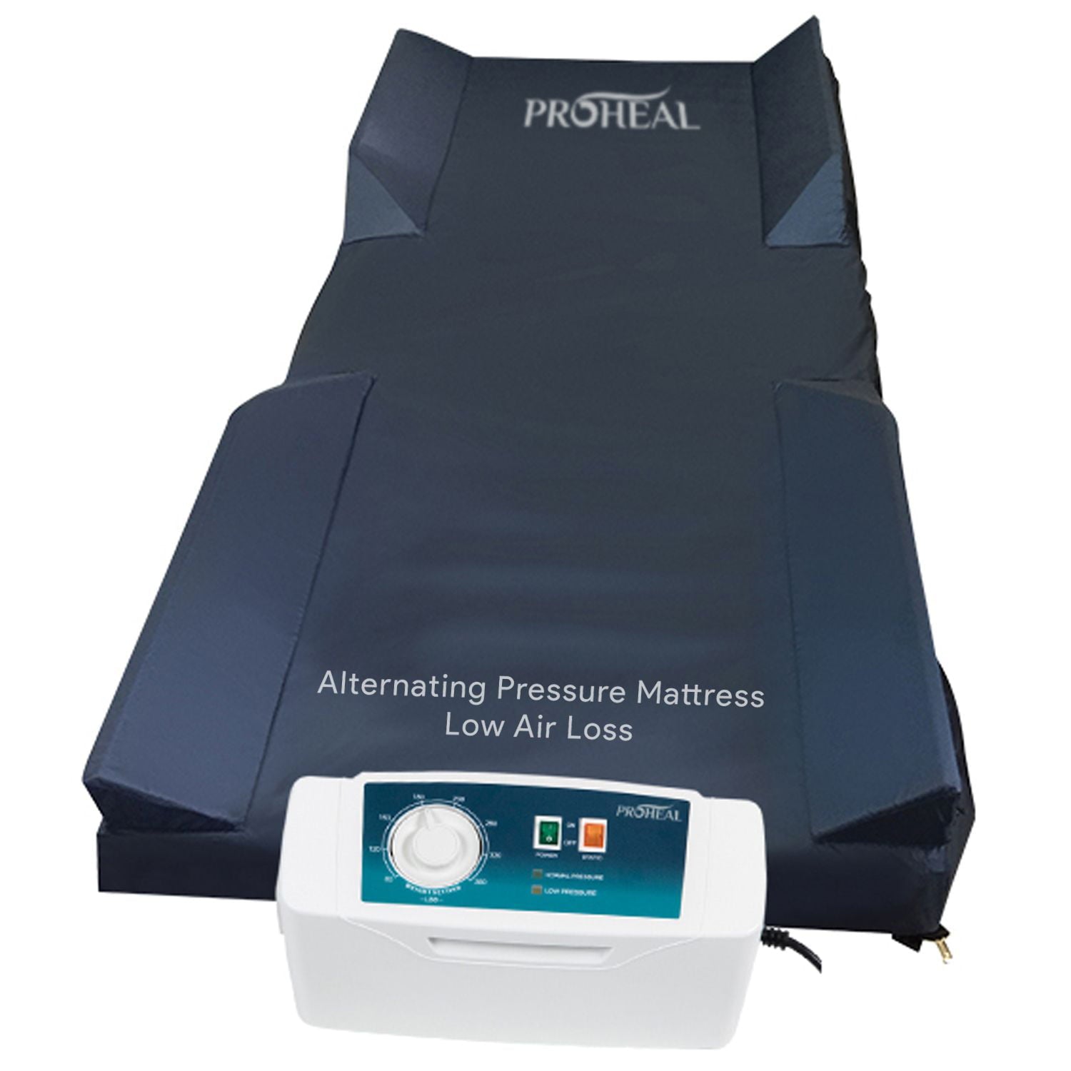 Proheal Low Air Loss Alternating Pressure Air Mattress with Pump and Guardrails - Stages I-III - 36” x 80” x 8/11