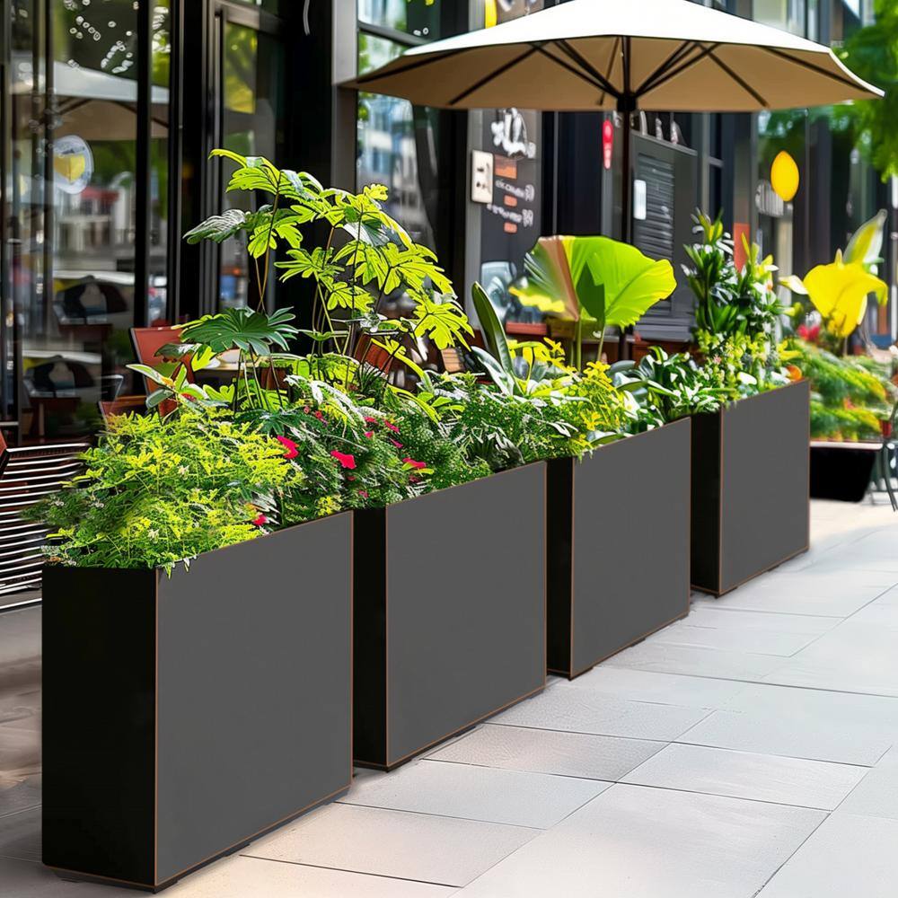 EDYO LIVING Metal Box Square Planter in Black HCMP008-BLK