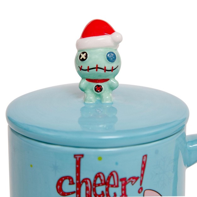 Silver Buffalo Disney Lilo amp Stitch Holiday Cheer Ceramic Mug With Lid Holds 18 Ounces