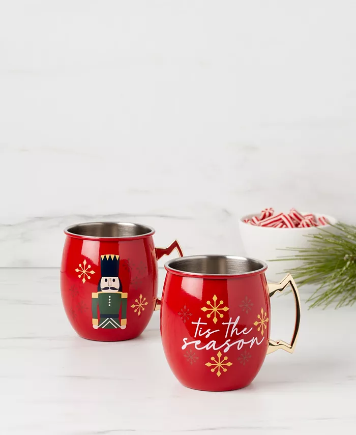 Cambridge 20 Oz Nutcracker Moscow Mule Mugs Set of 2