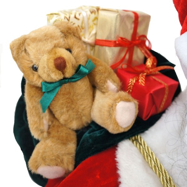 Christmas Time 58In. African American Dancing Santa with Toy Sack and Teddy Bear，Holiday Home Decor