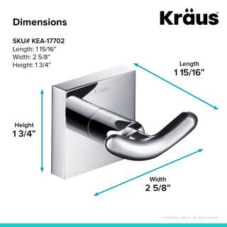 KRAUS Ventus Bathroom Robe and Towel Double Hook in Chrome KEA-17702CH