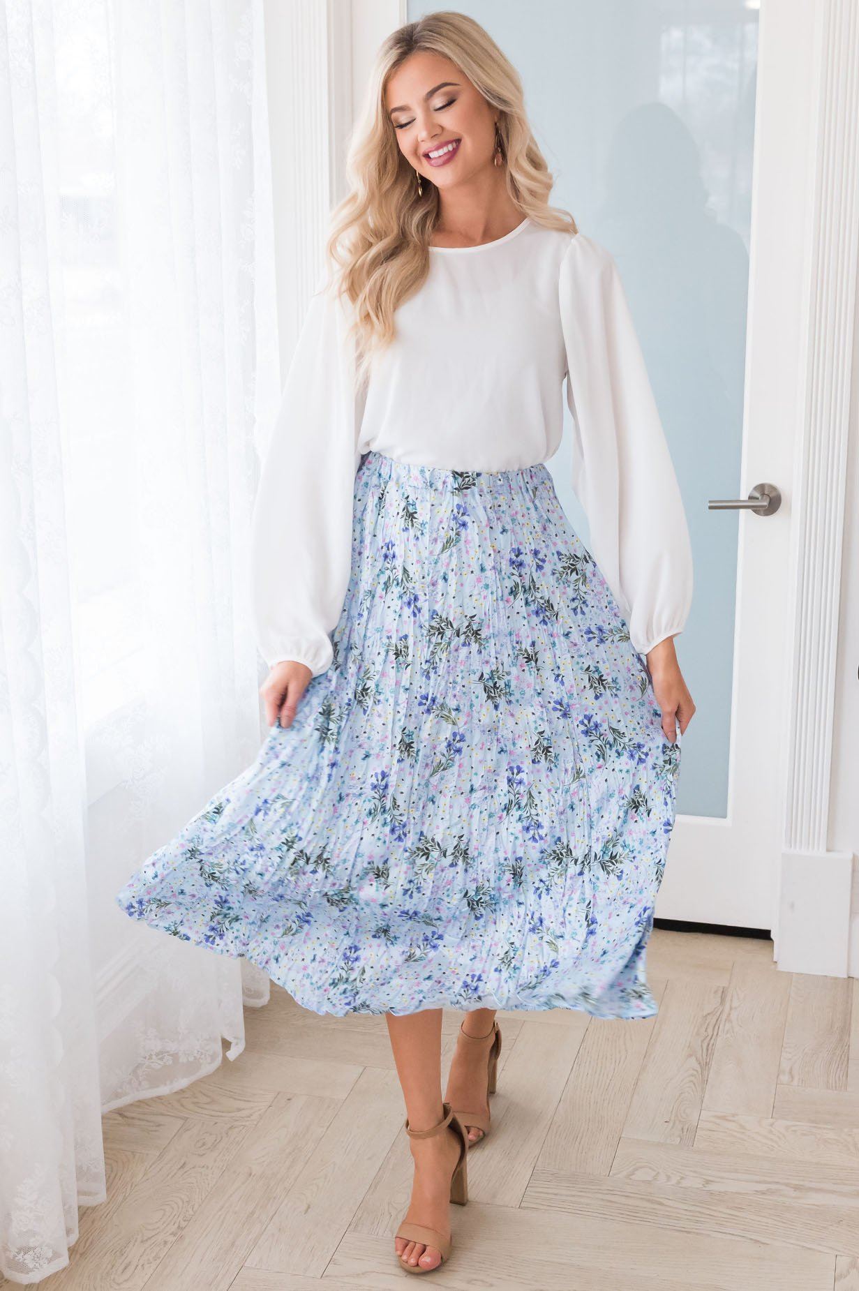 Happy Spring Modest Satin Skirt