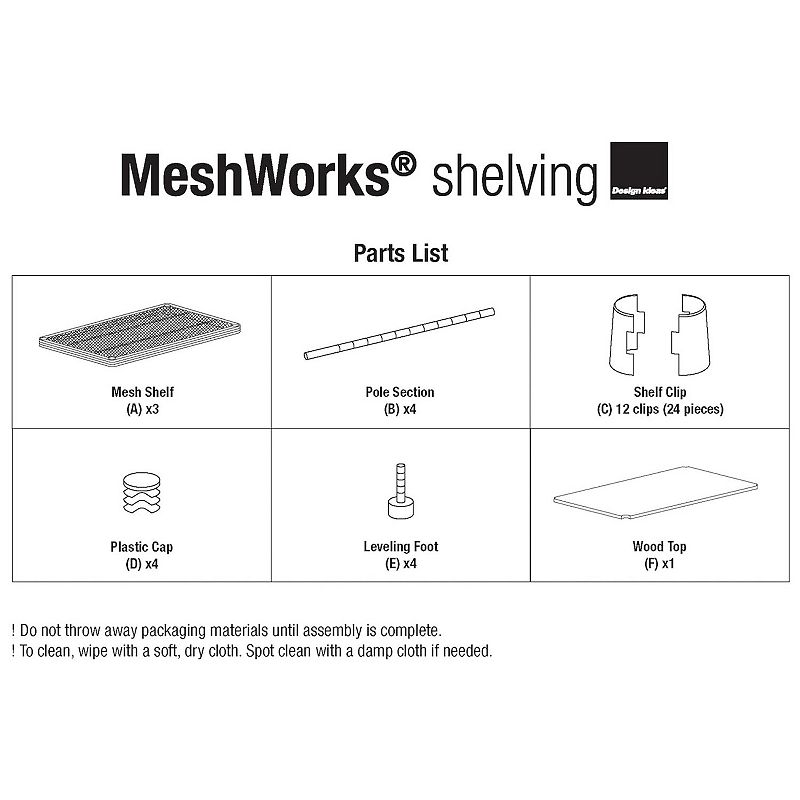 Design Ideas Meshworks Metal Storage Wood Top Workbench Shelving Unit， Silver