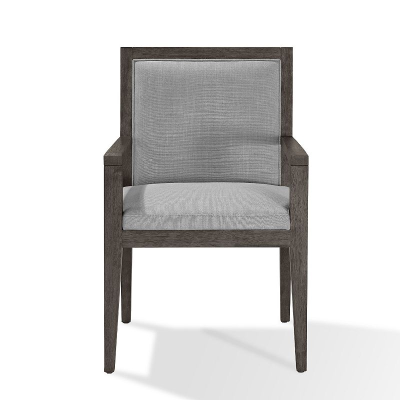 Mod 23 Inch Dining Armchair， Rubberwood， Fabric， Set of 2， Ash Gray