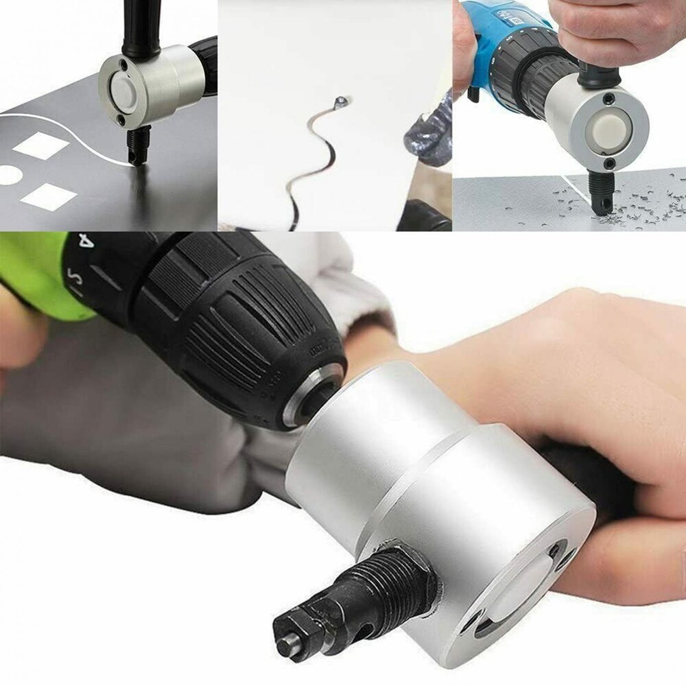 Dual Head Sheet Metal Cutting Nibbler Hole Saw Cutter Electric Drill Attachment