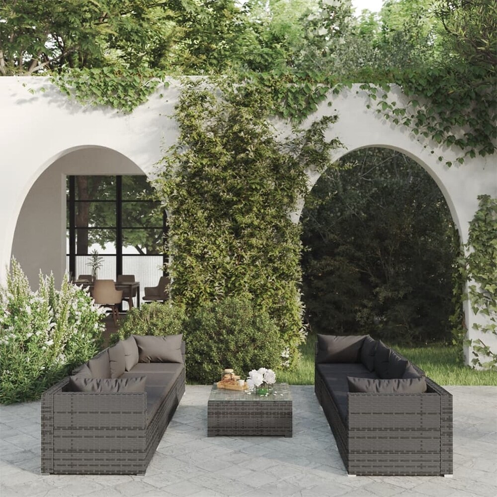 vidaXL Patio Lounge Set Outdoor Sectional Sofa Set Table Garden Poly Rattan