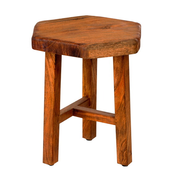 18 inch Hexagon Acacia Wood Side Table with Live E...