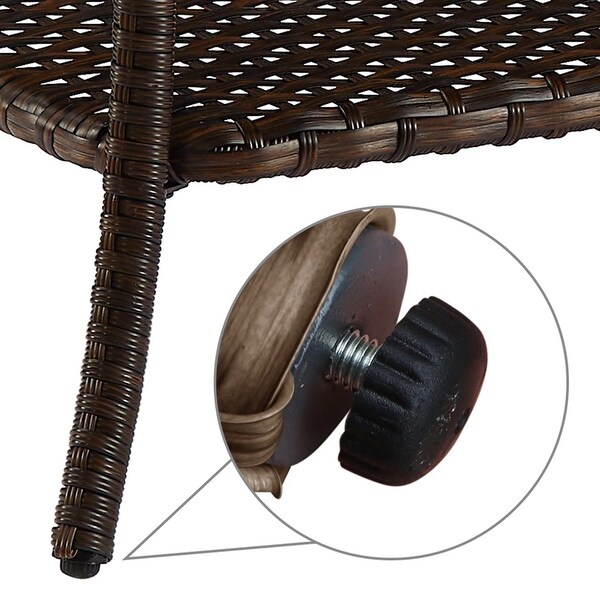 Pocassy Outdoor Wicker Coffee Table with 2Tier Storage Shelf Brown