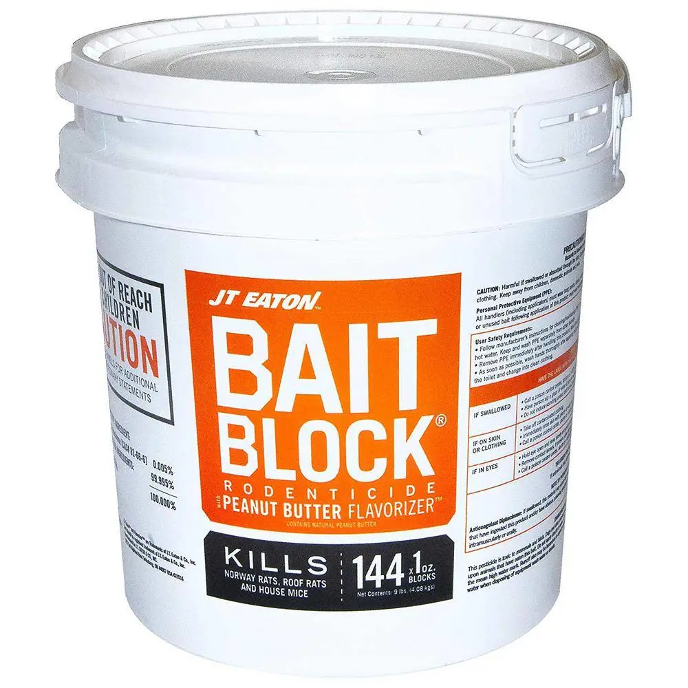 JT Eaton Bait Block Peanut Butter Flavor Anticoagulant Rodenticide for Mice and Rats (144-Blocks)