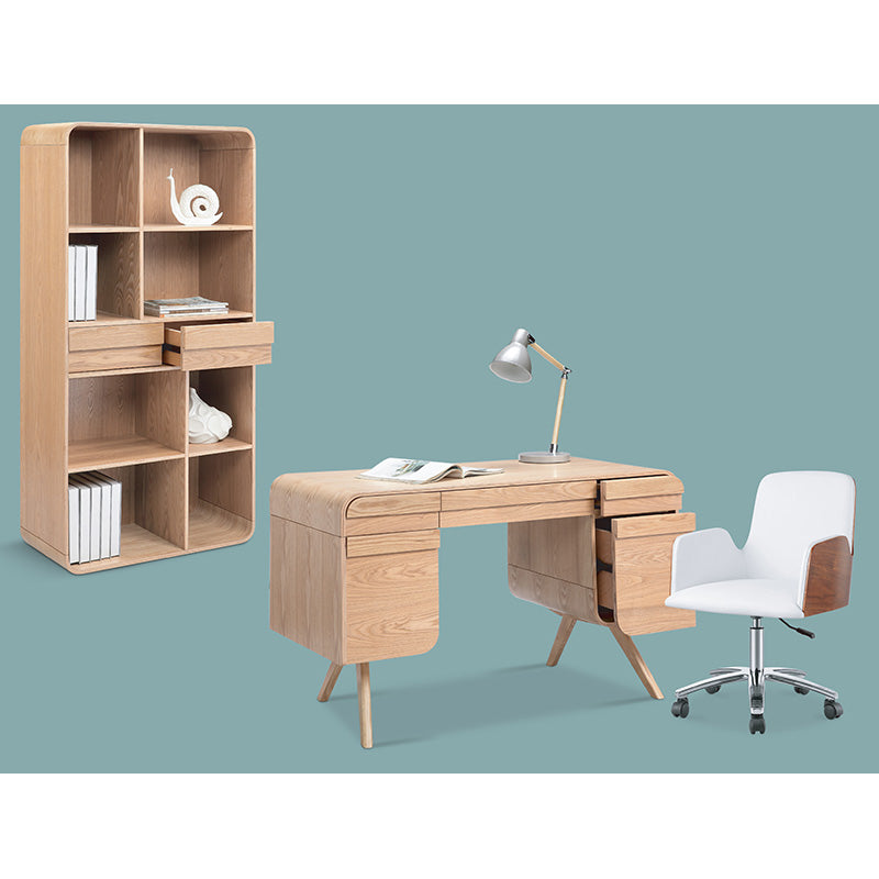 CELIO Study Desk with Storage 1.2M - Natural Ash Oak