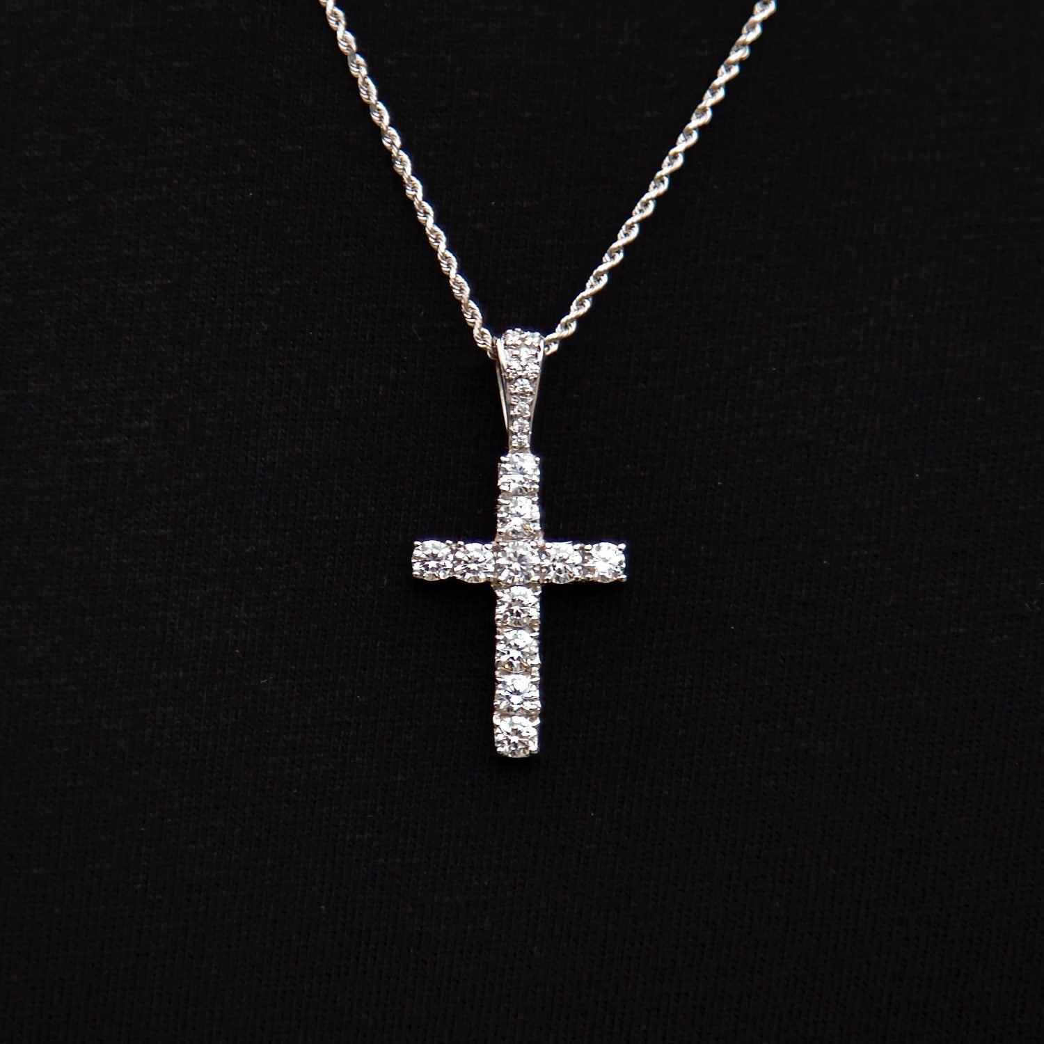 Micro Diamond Cross in White Gold