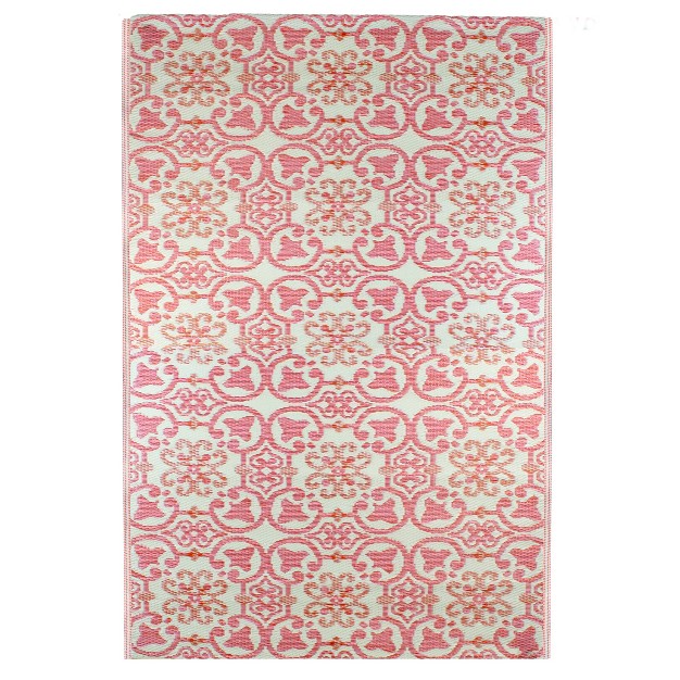 Northlight 4 x27 X 6 x27 Pink And Cream Floral Design Rectangular Outdoor Area Rug