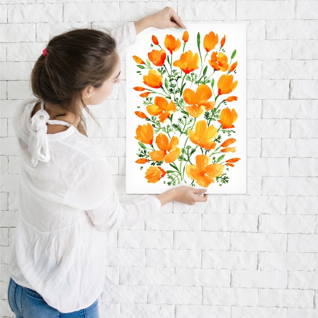 Americanflat Botanical Farmhouse Watercolor California Poppies By Blursbyai Poster