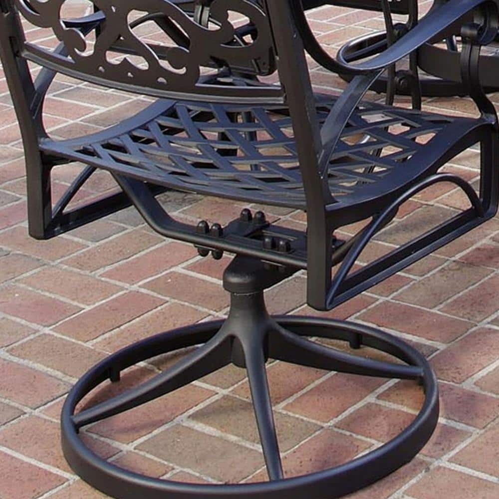 HOMESTYLES Sanibel Black Swivel Rocking Cast Aluminum Outdoor Dining Chair 6654-53