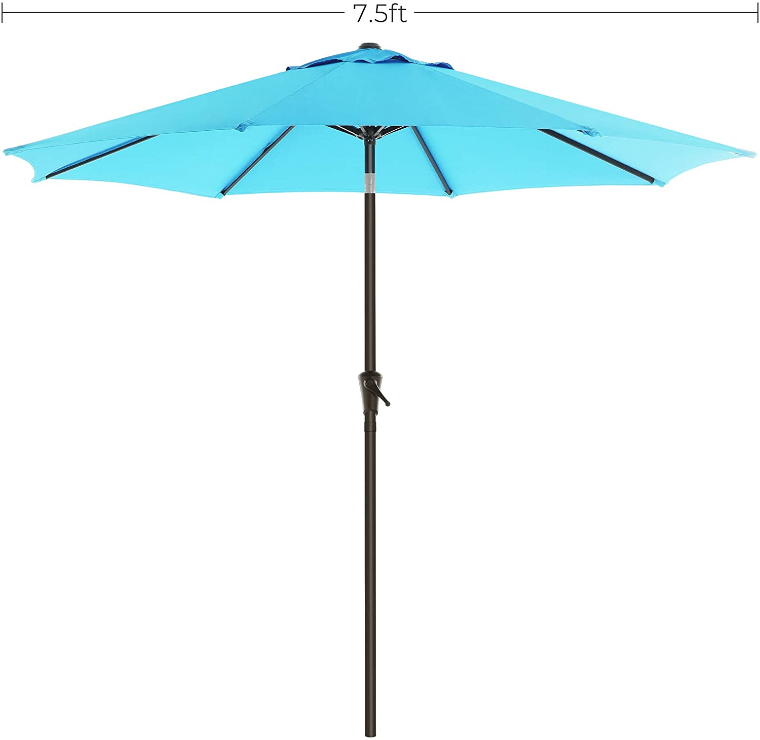 SONGMICS Patio Umbrella, 7.5 ft Outdoor Table Umbrella, 8 Ribs, Lake Blue