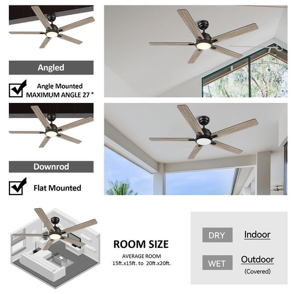 Joule 60-inch Indoor/Outdoor Smart Ceiling Fan， Dimmable LED Light Kit and Remote， Works with Alexa/Google Home/Siri Shopping - The Best Deals on Ceiling Fans | 40329013